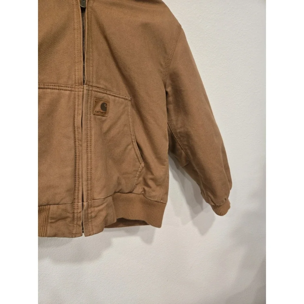 Carhartt Hooded Jacket Youth Boys M (10-12) Brown Quilt Lined Duck Canvas